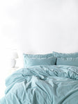 Stonewashed Cotton Duvet Cover Set, Mineral Blue