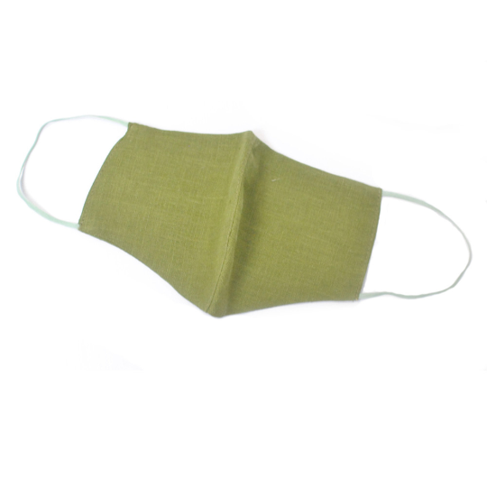 Green Face Mask, 100 % Pure Linen, Reusable, Breathable, Soft